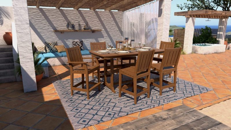 Napa Bar Table with Milano Dining Chairs (Mahogany Natural Grain)
