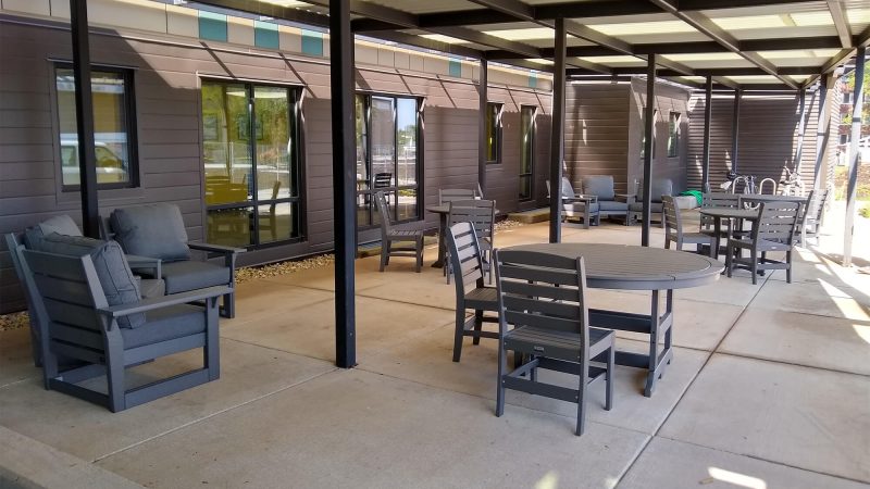 Laguna ADA Dining Table, Hudson Deep Seating, Maywood Side Chairs
